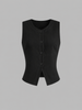 Linen Blend Tank Top Women Cropped Button Front Slim Fit