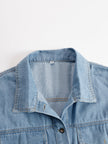 FJØRNA denim tassel mini dress showcasing casual style with fringed details and a fitted silhouette.