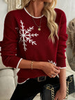 Flora | Women's Oversized Long Snowflake Crew-Neck Knit Christmas Sweater