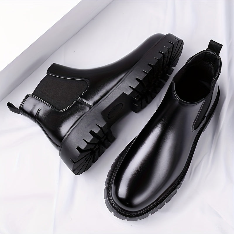 Chelsea Boots Black Slip On Elastic Panel Sturdy Sole Ankle Boots | Foster