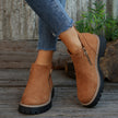 Ankle Boots Leopard Print Suede Lug Sole Chunky Side Zip Winter Boots | Nina