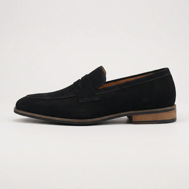 Men's elegant suede summer slip-on loafers by FJØRNA, showcasing stylish men's shoes with a sleek slip-on design and soft suede material.