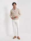 Cable Knit Sweater Men Crew Neck Ribbed Regular Fit