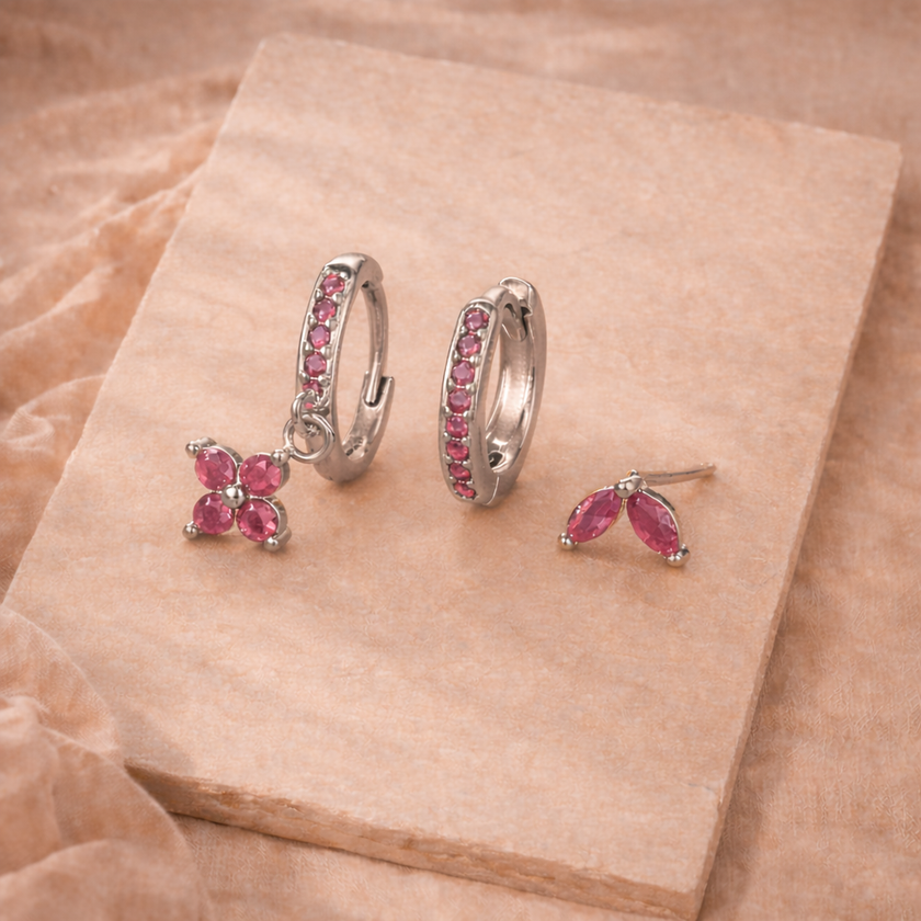 Unisex minimalist piercing set featuring stainless steel hoops and studs, suitable for women’s accessory collection.