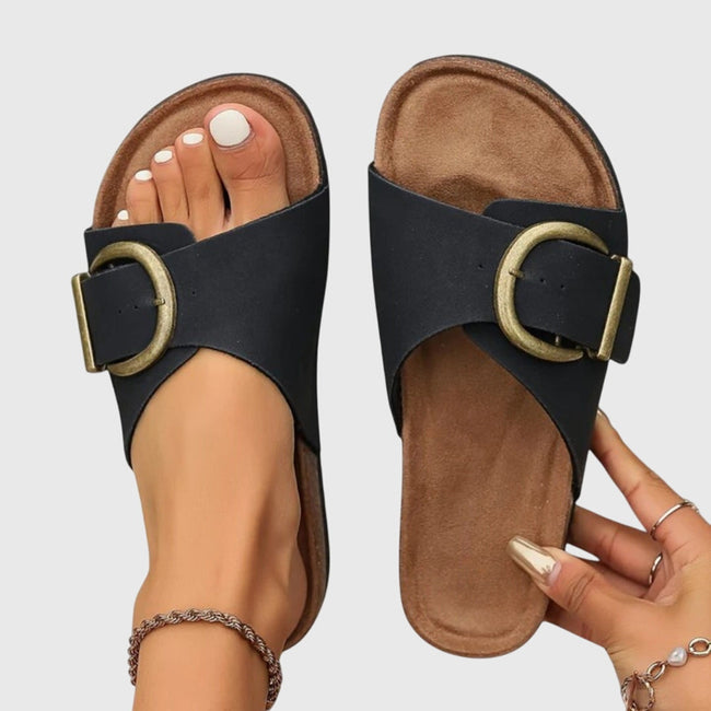 FJØRNA women's orthopedic sandals with buckle adjustable strap, cushioned sole and supportive design for comfortable wear.