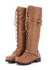 Cornelia | Women's Studded Belted Round-Toe Riding Boots