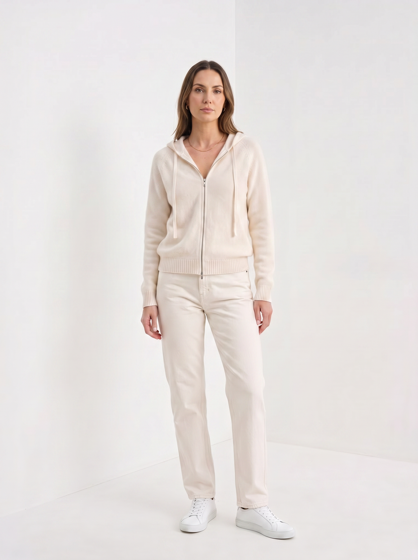 Zip-Up Hoodie Sweater Women Cashmere Blend Old Money