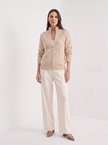Cardigan Women Wool High Neck Zip Front Quiet Luxury