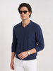 Knit Polo Sweater Men Lapel Collar Long Sleeve Textured