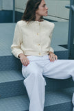 Bomber Sweater Women Structured Polo Collar Button Old Money