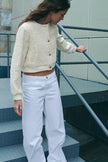Bomber Sweater Women Structured Polo Collar Button Old Money