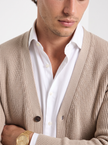 Wool Cardigan Men V-Neck Button Front Long Sleeve