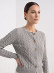 Cable Knit Sweater Women Wool Button Long Sleeve