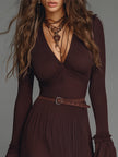 FJØRNA mesh pleated midi dress, casual style, featuring a flowy, lightweight fabric and detailed pleats for a chic look.
