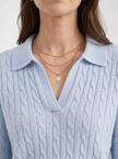 Cable Knit Sweater Women Wool Oversized Polo Collar