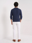 Knit Polo Sweater Men Lapel Collar Long Sleeve Textured