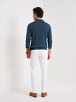 Wool Polo Sweater Men Button Placket Lapel Collar Rib Knit
