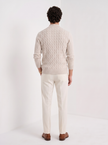 Cable Knit Cardigan Men Slim Fit Button Front Crew Neck