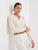 Cable Knit Sweater Women Cotton Blend White Pull-On