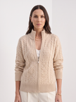 Cardigan Women Wool High Neck Zip Front Quiet Luxury