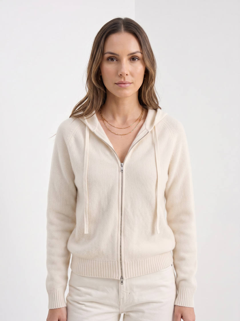 Zip-Up Hoodie Sweater Women Cashmere Blend Old Money