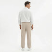 Men's wide leg summer pants by FJØRNA, beige casual men's pants with relaxed fit and lightweight fabric for warm weather.