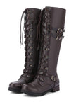 Cornelia | Women's Studded Belted Round-Toe Riding Boots