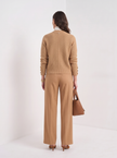 Sweater Women Button-Up Stand Collar Viscose Blend