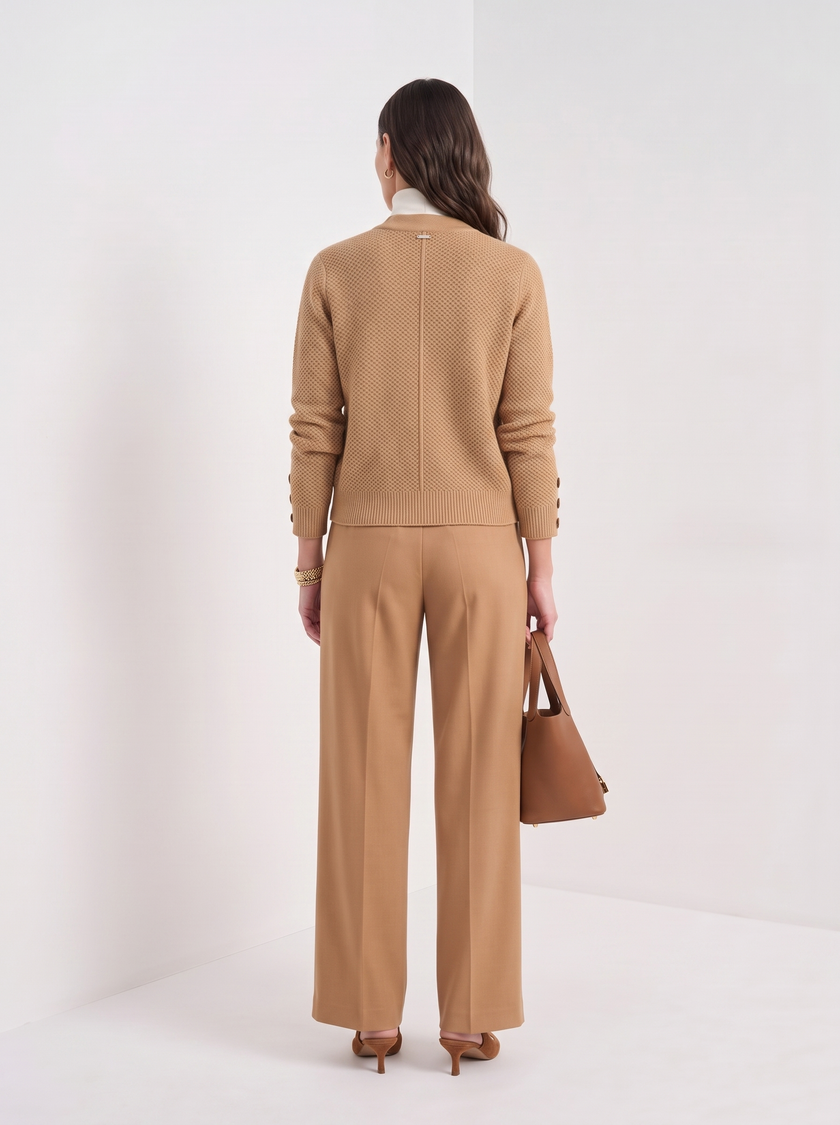 Sweater Women Button-Up Stand Collar Viscose Blend