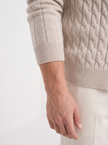 Cable Knit Cardigan Men Slim Fit Button Front Crew Neck