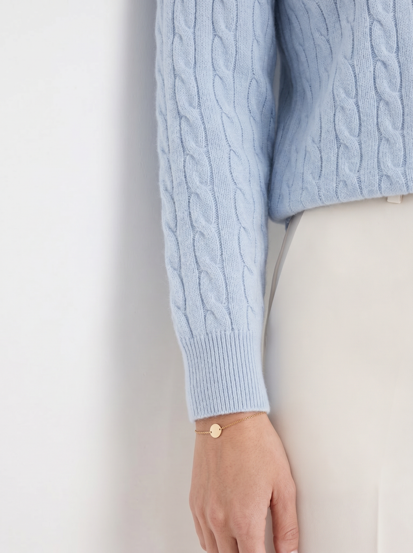 Cable Knit Sweater Women Wool Oversized Polo Collar