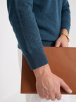 Wool Polo Sweater Men Button Placket Lapel Collar Rib Knit