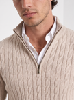 Cable Knit Sweater Men Crew Neck Ribbed Regular Fit