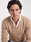 Cashmere Sweater Men V-Neck Slim Fit Long Sleeve
