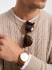 Wool Cable Knit Sweater Men Crew Neck Regular Fit