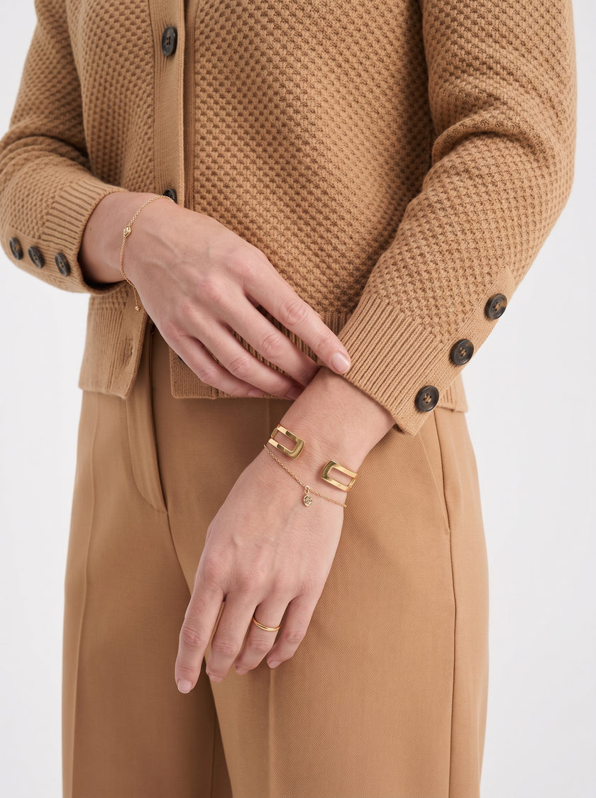 Sweater Women Button-Up Stand Collar Viscose Blend