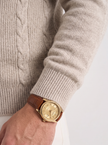 Wool Cable Knit Sweater Men Collared Full Zip Heavyweight