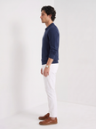 Knit Polo Sweater Men Lapel Collar Long Sleeve Textured
