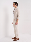 Cable Knit Cardigan Men Slim Fit Button Front Crew Neck