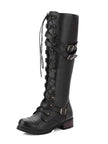 Cornelia | Women's Studded Belted Round-Toe Riding Boots