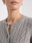 Cable Knit Sweater Women Wool Button Long Sleeve