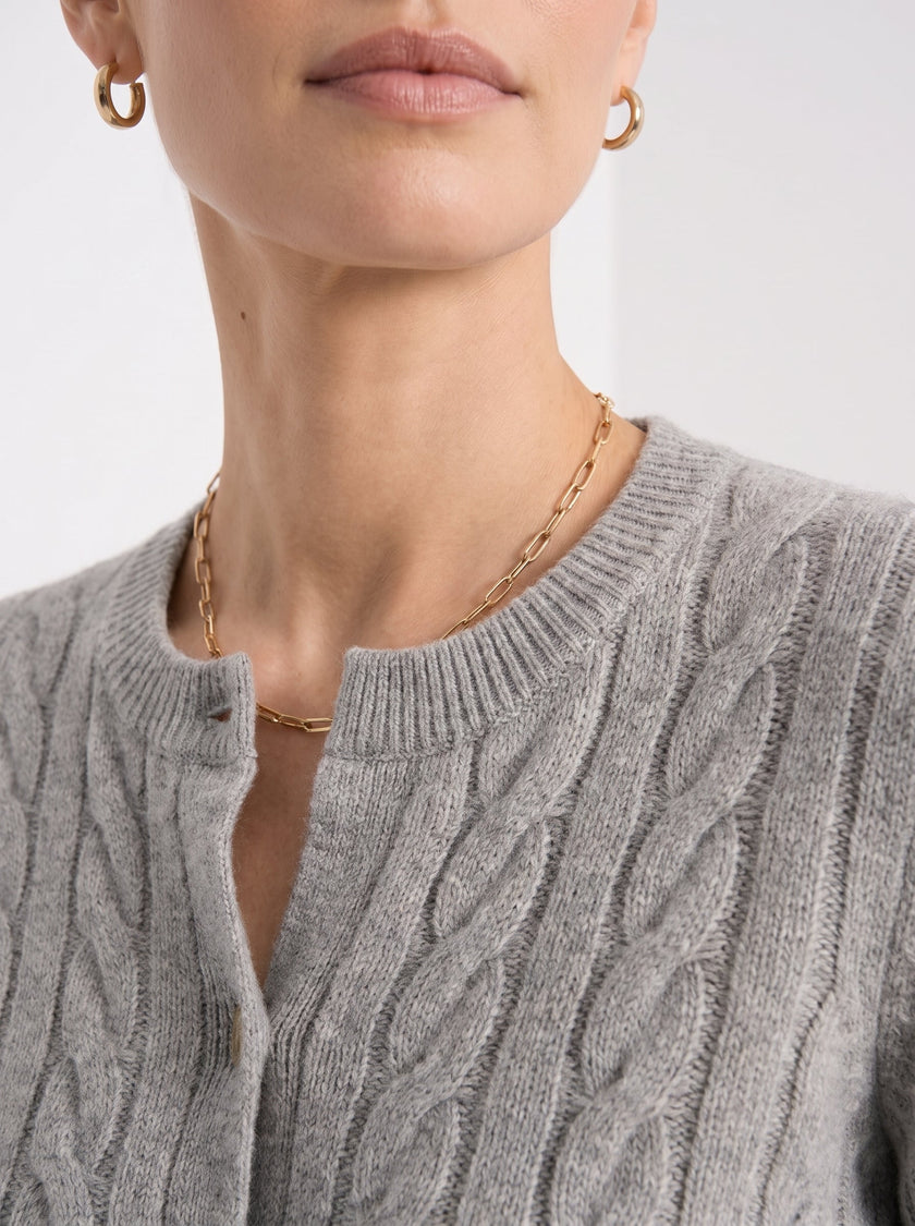 Cable Knit Sweater Women Wool Button Long Sleeve