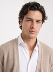 Wool Cardigan Men V-Neck Button Front Long Sleeve
