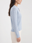 Cable Knit Sweater Women Wool Oversized Polo Collar
