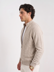 Wool Cable Knit Sweater Men Collared Full Zip Heavyweight