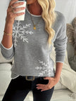 Flora | Women's Oversized Long Snowflake Crew-Neck Knit Christmas Sweater