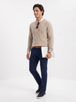 Wool Cable Knit Sweater Men Crew Neck Regular Fit