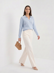 Cable Knit Sweater Women Wool Oversized Polo Collar