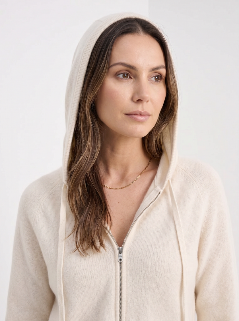 Zip-Up Hoodie Sweater Women Cashmere Blend Old Money