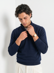 Quarter Zip Knit Sweater Men Stand Collar Regular Fit